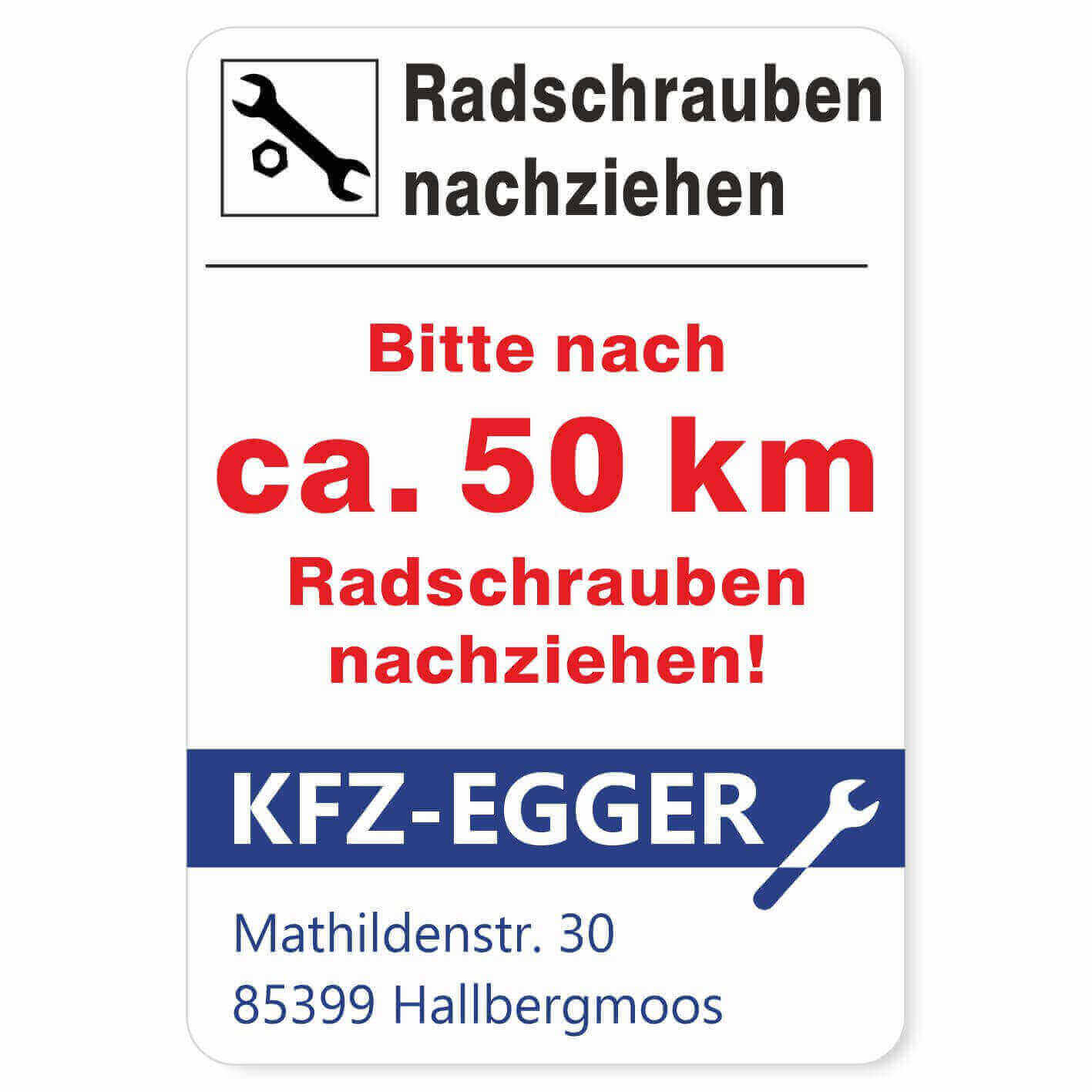 Radschrauben nachziehen Beispiel 4