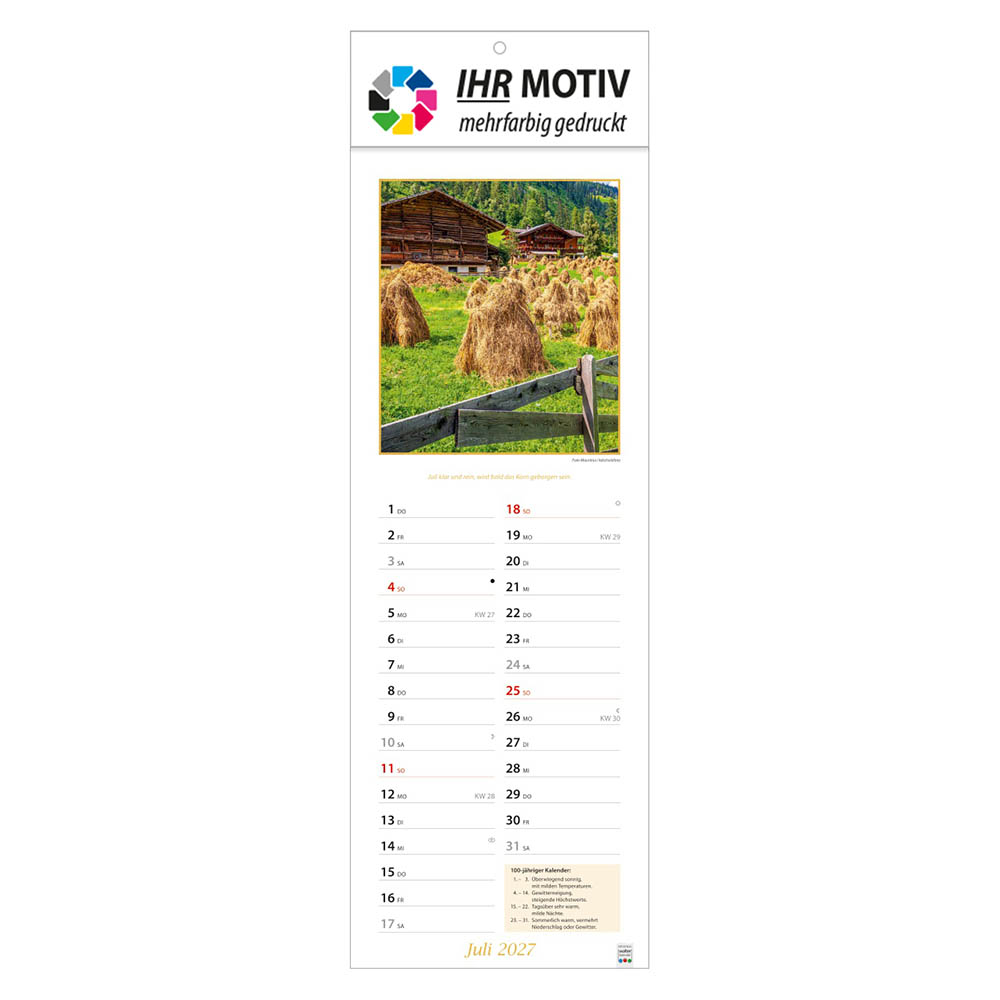 Streifenkalender Landpartie, Ausgabe 2027 Monat Juli