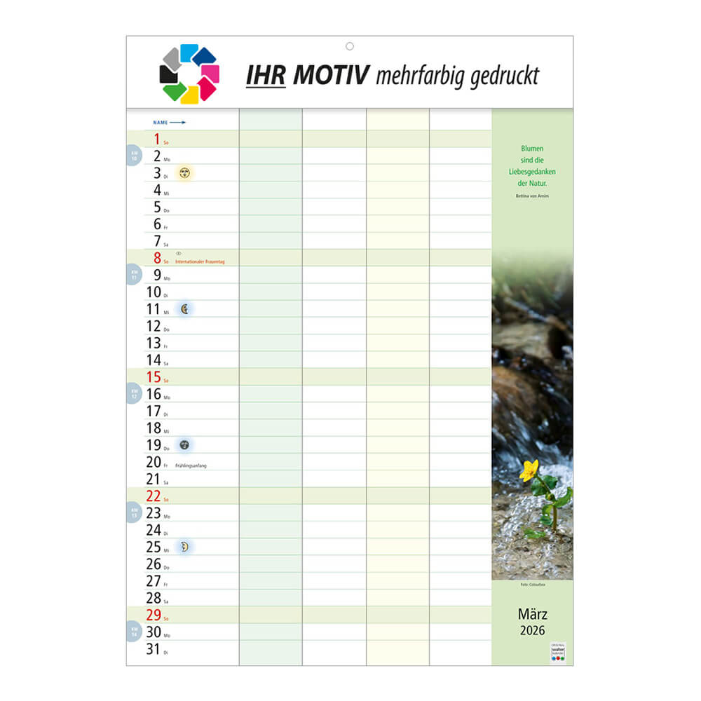 Bildkalender Familienkalender Monat März