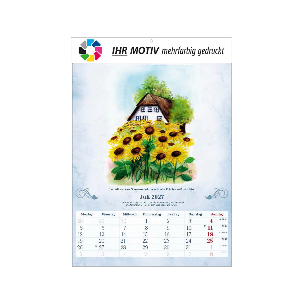 Bildkalender Der 100-Jährige, Ausgabe 2027 Monat Juli
