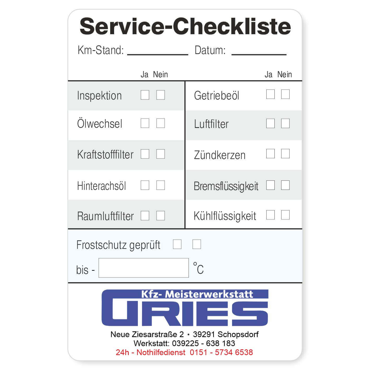 Service Checkliste 3 Beispiel 2