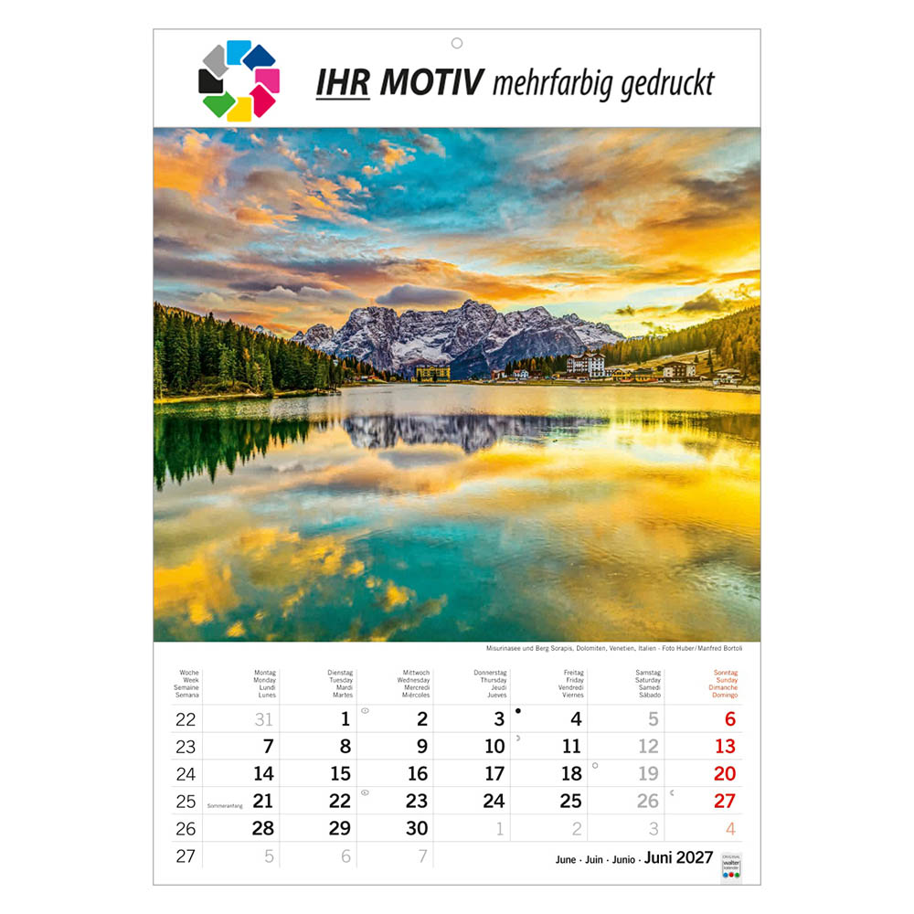 Bildkalender Sonnentage Alpen, Ausgabe 2027 Monat Juni