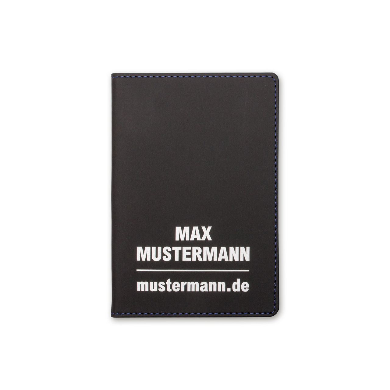 Blackmaxx Ausweistasche aus Kunstleder mit farbiger Ziernaht  blau