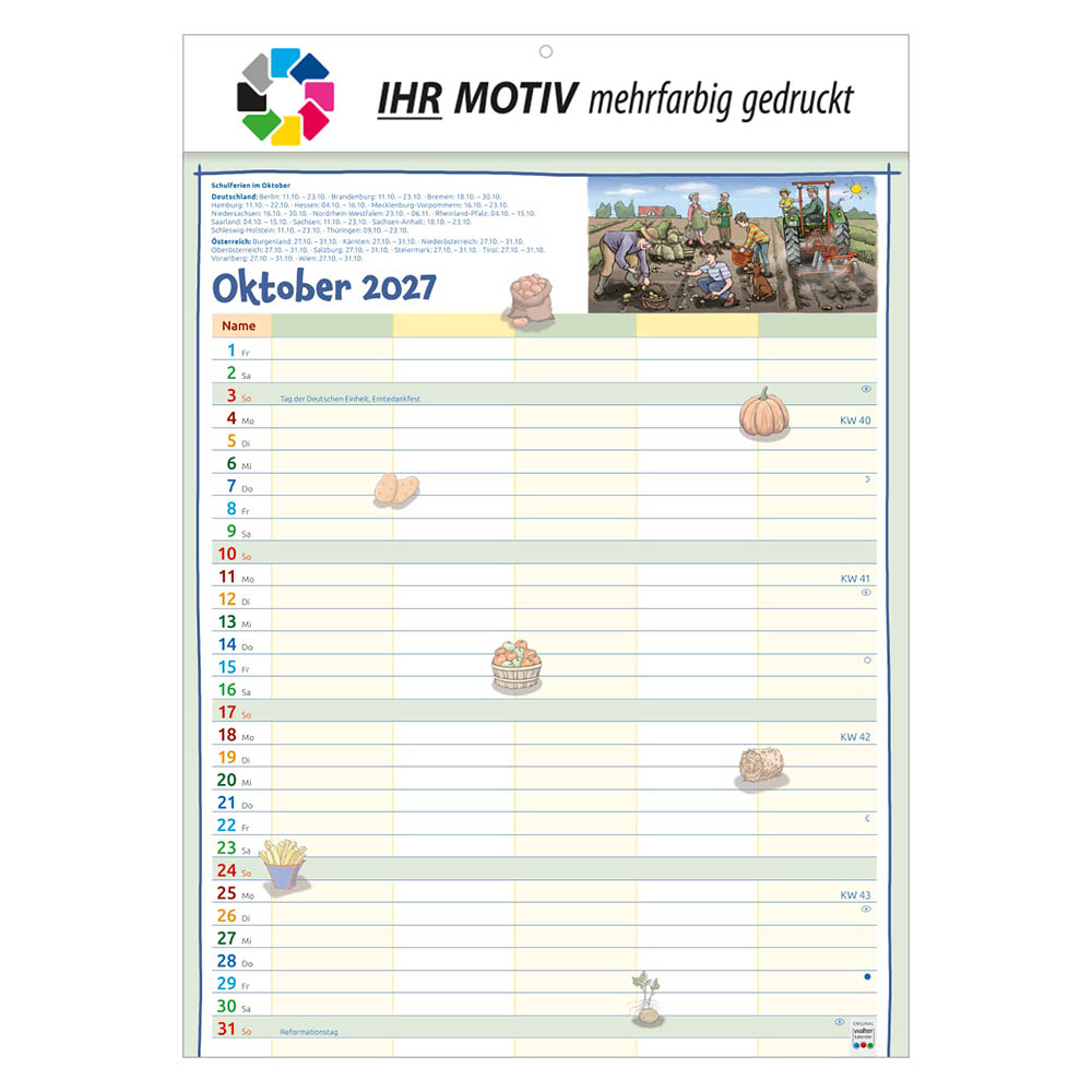 Bildkalender Unser Familienplaner, Ausgabe 2027 Monat Oktober