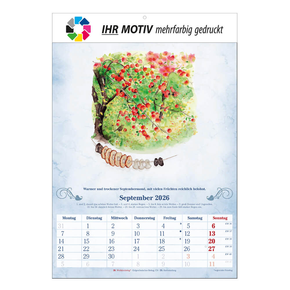 Bildkalender Der 100-Jährige Monat September