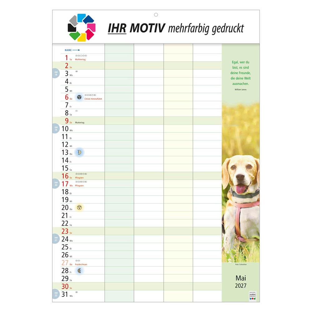 Bildkalender Familienkalender, Ausgabe 2027 Monat Mai