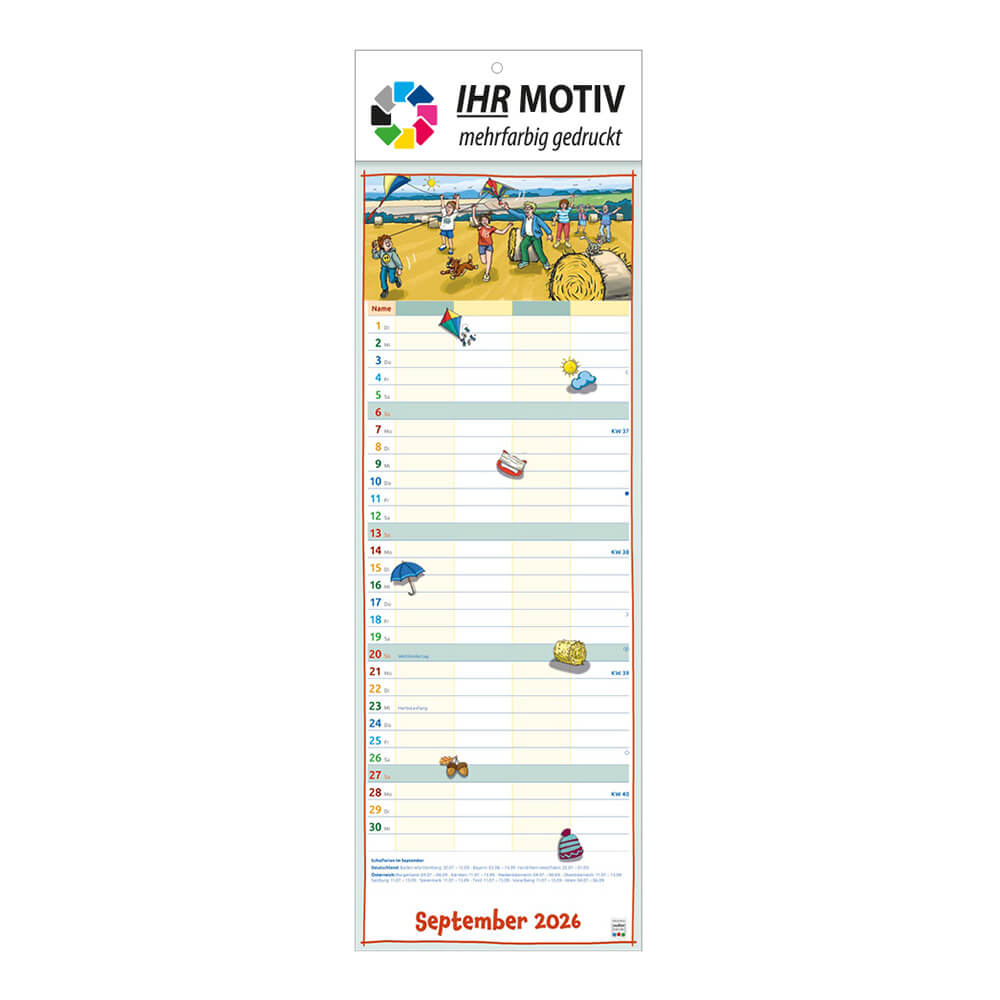 Streifenkalender Unser Familienplaner Monat September