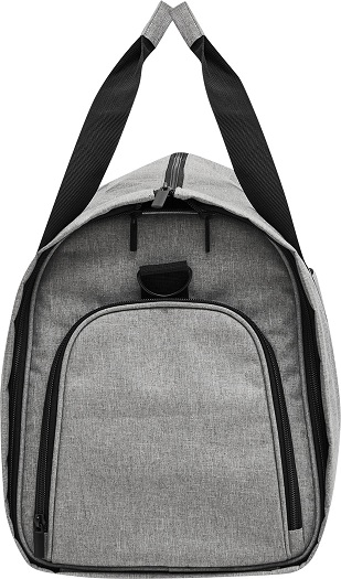 Reisetasche Milano mit integriertem Kleidersack grau-schwarz Tragekurt seitlich 1