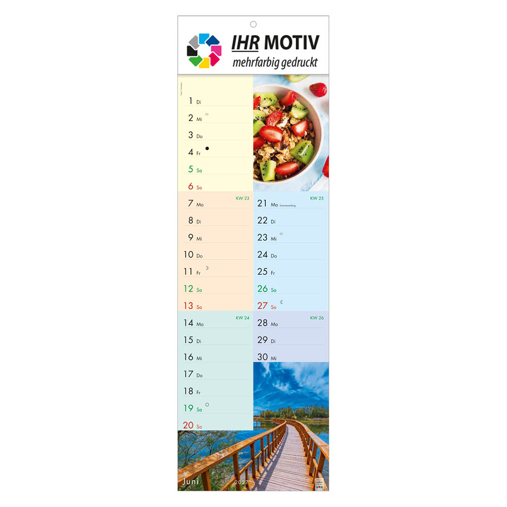 Streifenkalender fit und gesund, Ausgabe 2027 Monat Juni