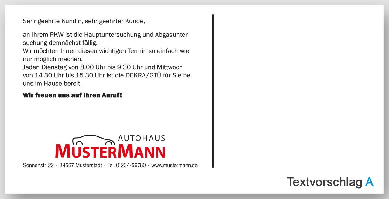 Vorschau: Maxi-Postkarte HU/AU-Erinnerung, Motiv Plakettentausch