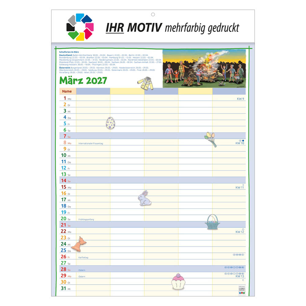 Bildkalender Unser Familienplaner, Ausgabe 2027 Monat März