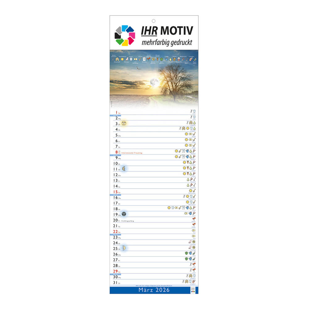 Streifenkalender Mondkalender Monat März