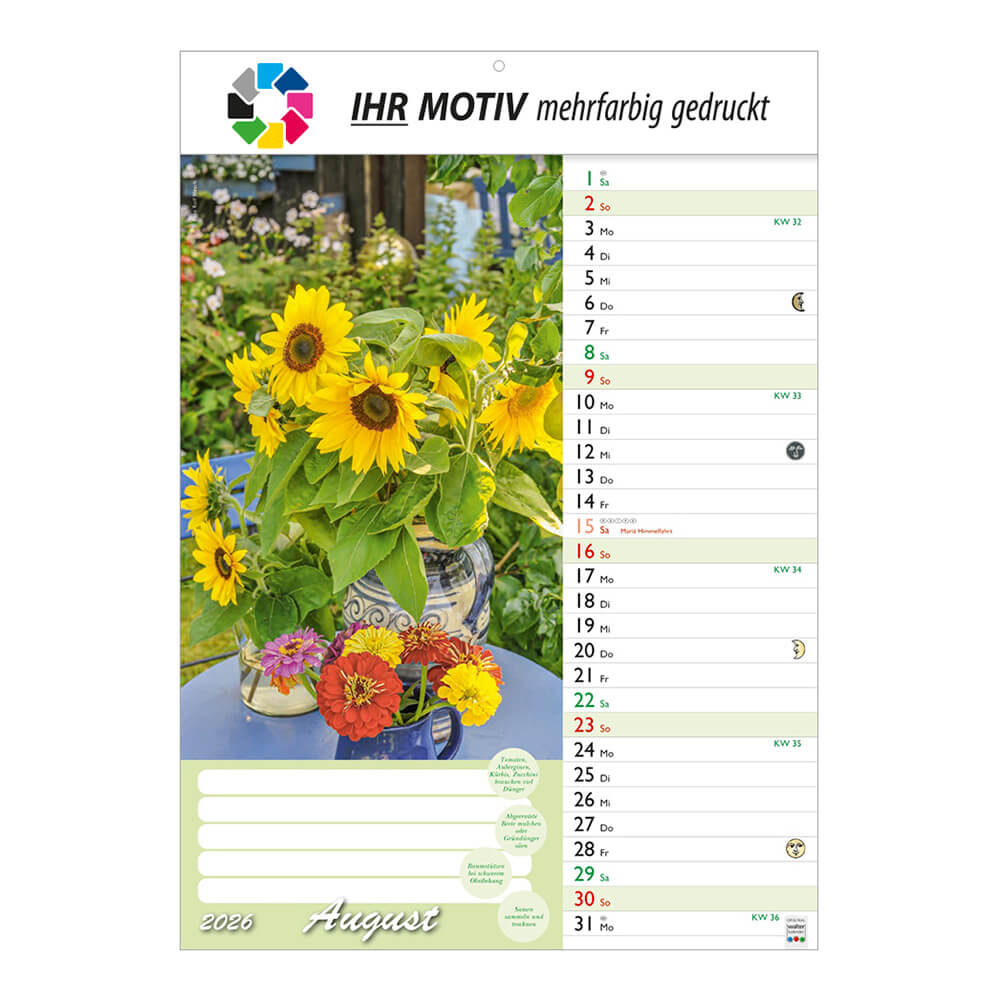 Bildkalender Günthers Gartenplaner Monat August