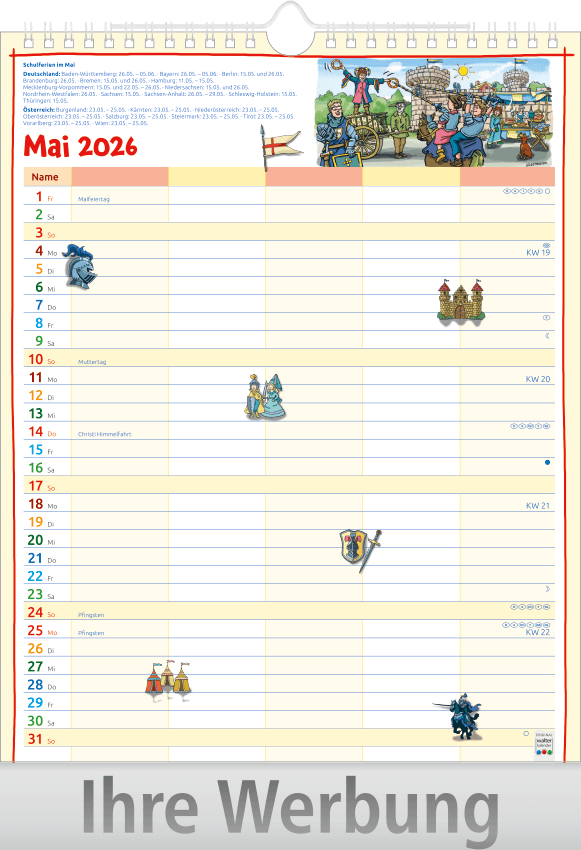 Vorschau: Bildkalender Familienplaner mit Wire-O Bindung, Ausgabe 2027