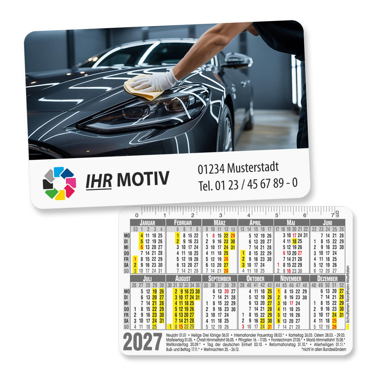 Scheckkartenkalender mit Motiv Pflege