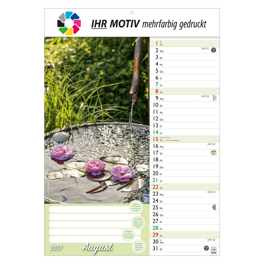 Bildkalender Günthers Gartenplaner, Ausgabe 2027 Monat August
