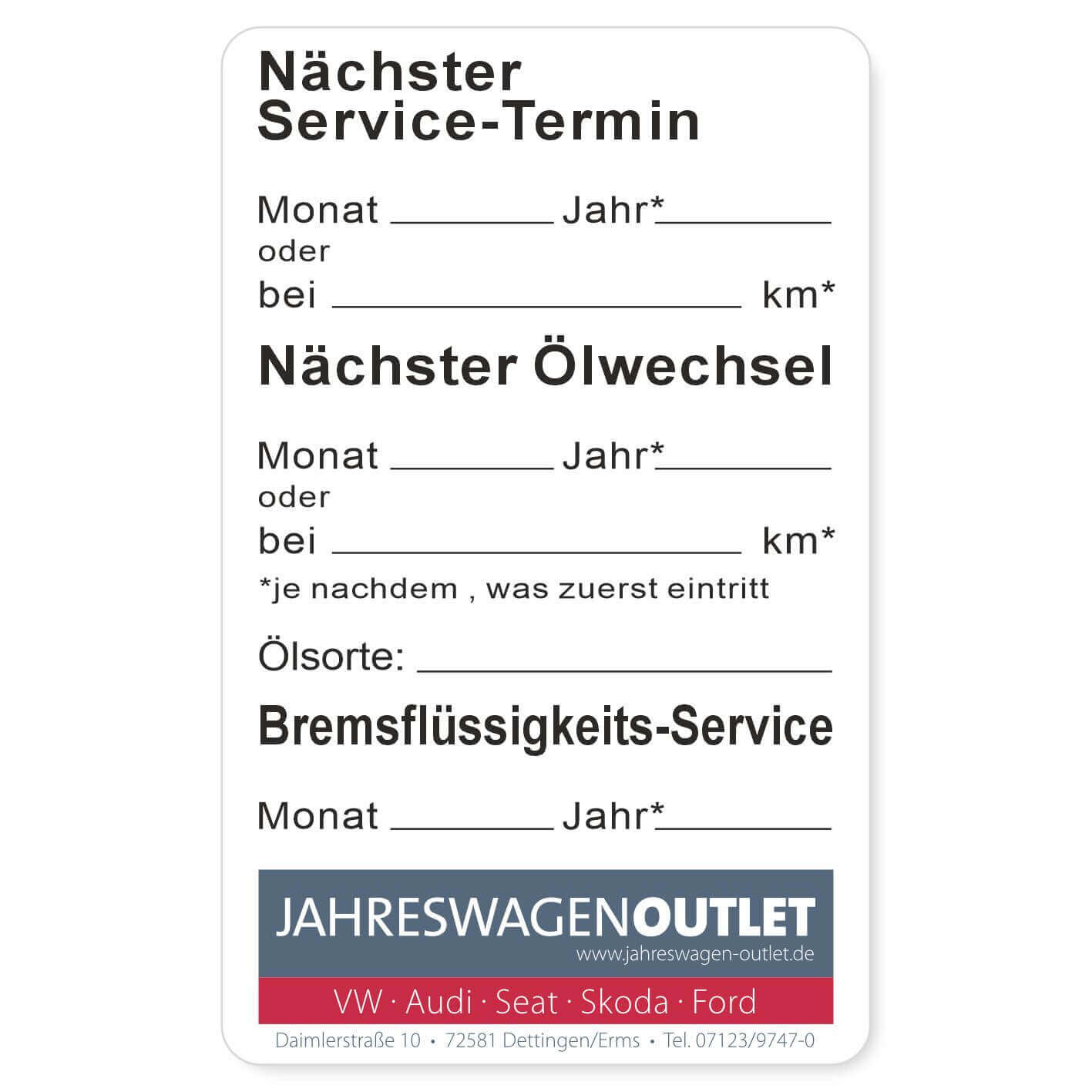 Nächster Service, Nächster Ölwechsel, Bremsflüssigkeit Beispiel 2