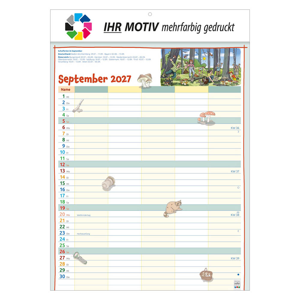 Bildkalender Unser Familienplaner, Ausgabe 2027 Monat September