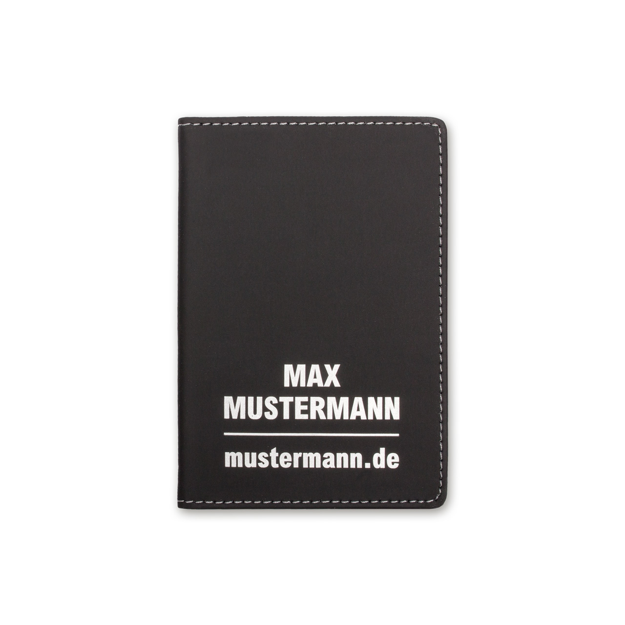 Blackmaxx Ausweistasche aus Kunstleder mit farbiger Ziernaht  grau