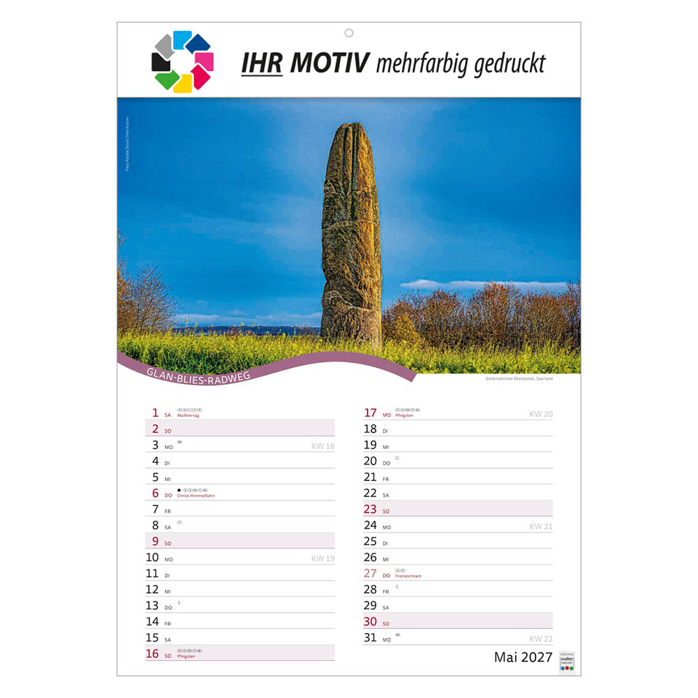 Bildkalender Rad- und Wanderwege, Ausgabe 2027 Monat Mai