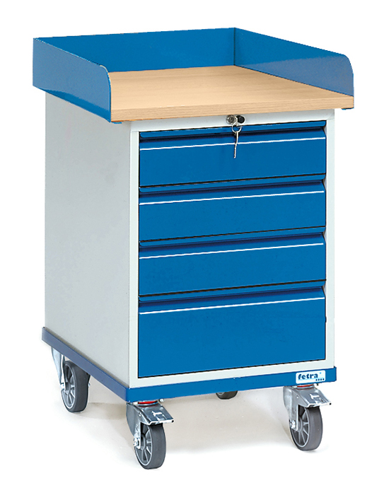 Vorschau: Fetra Rollschrank mit Arbeitsplatte Ladefläche 550 x 650 mm 4 Schubladen