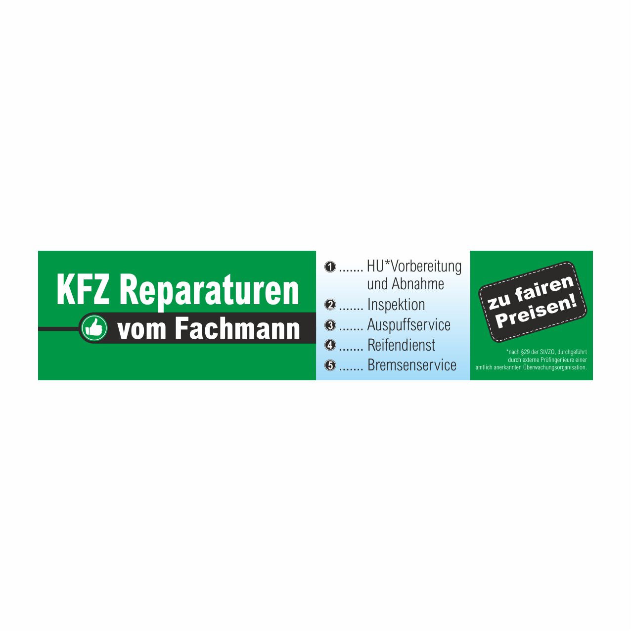 Vorschau: Werbebanner KFZ Reparaturen vom Fachmann, 300 x 70 cm