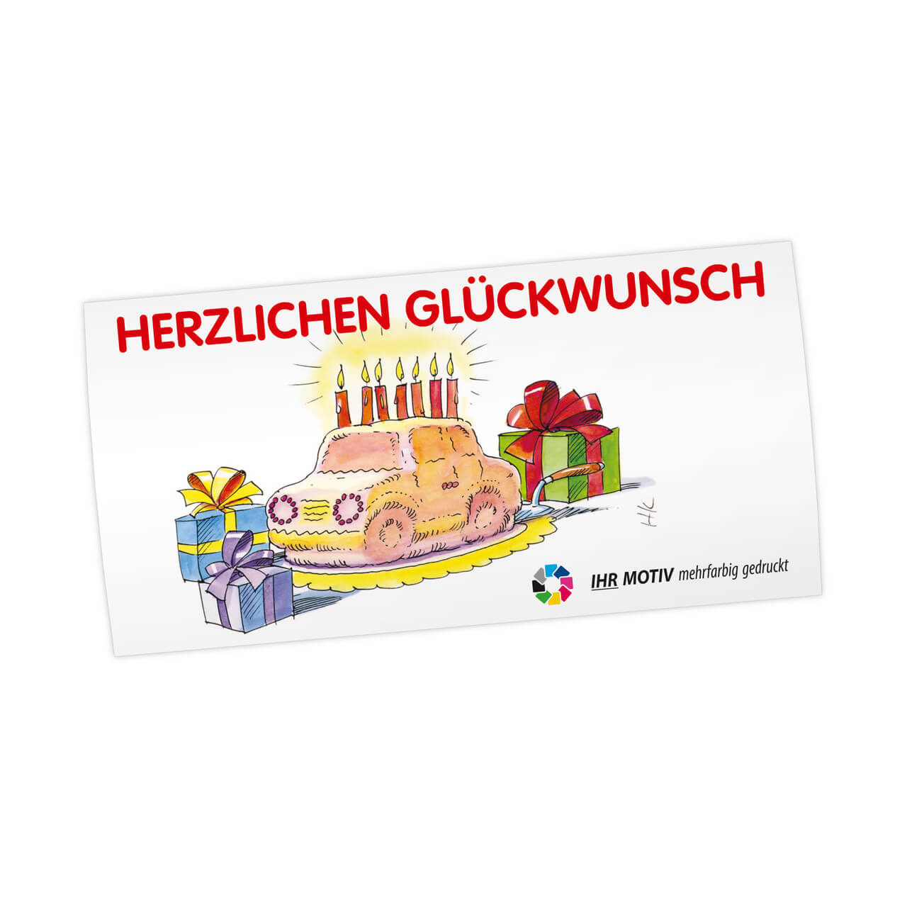 Vorschau: Geburtstags-Maxi-Postkarte, Motiv Auto-Torte