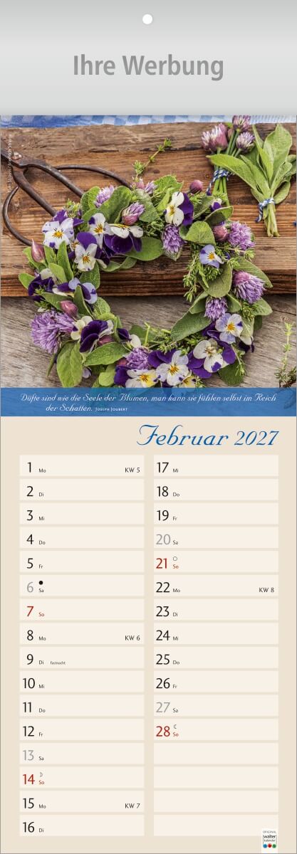 Streifenkalender Landleben, Ausgabe 2027 Monat Februar