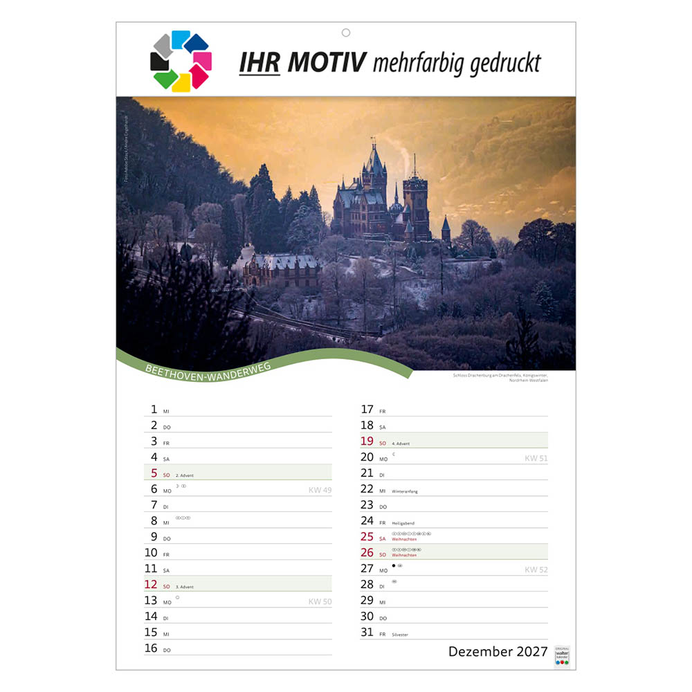 Bildkalender Rad- und Wanderwege, Ausgabe 2027 Monat Dezember
