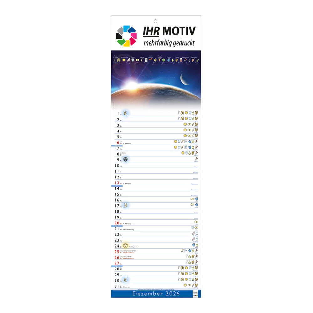 Streifenkalender Mondkalender Monat Dezember