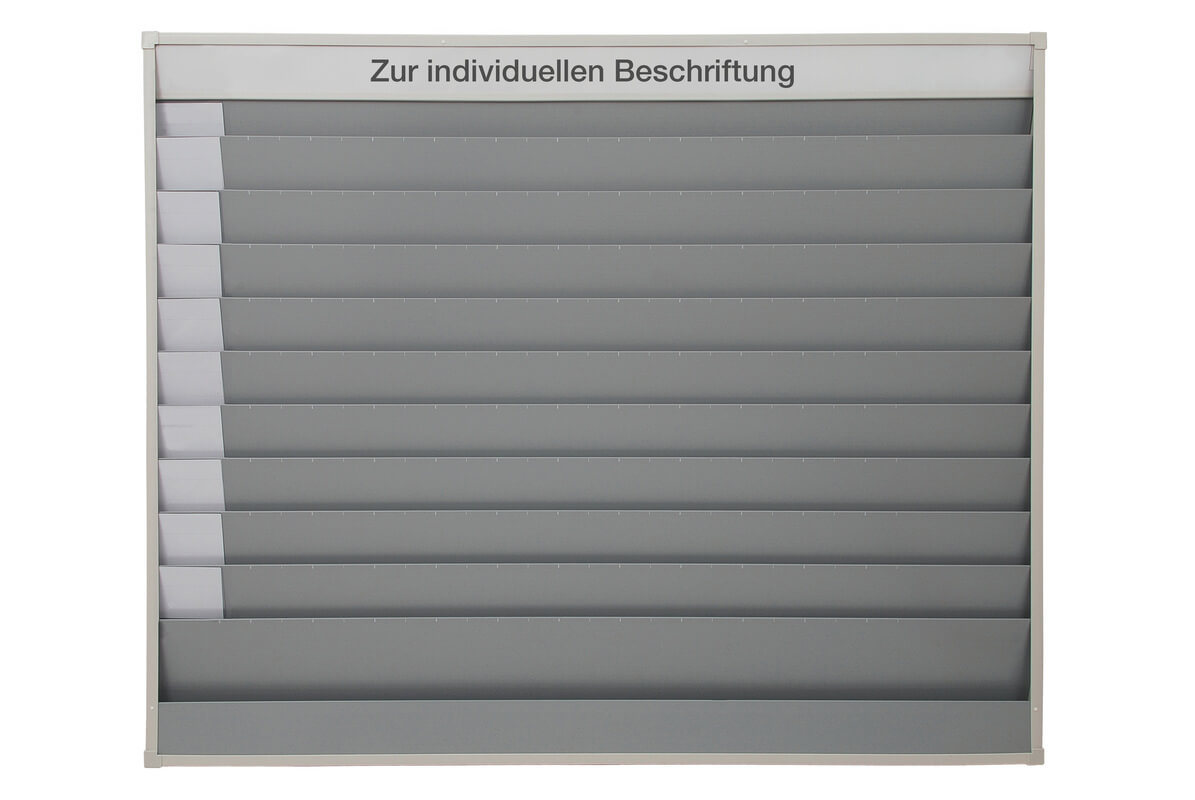 Vorschau: Planungstafel für DIN A4, mit 11 Reihen (10+1 Reihe) für Baupläne