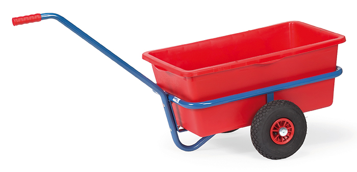Fetra Handwagen Vollgummiräder mit roter Kunststoffmulde 90 Ltr