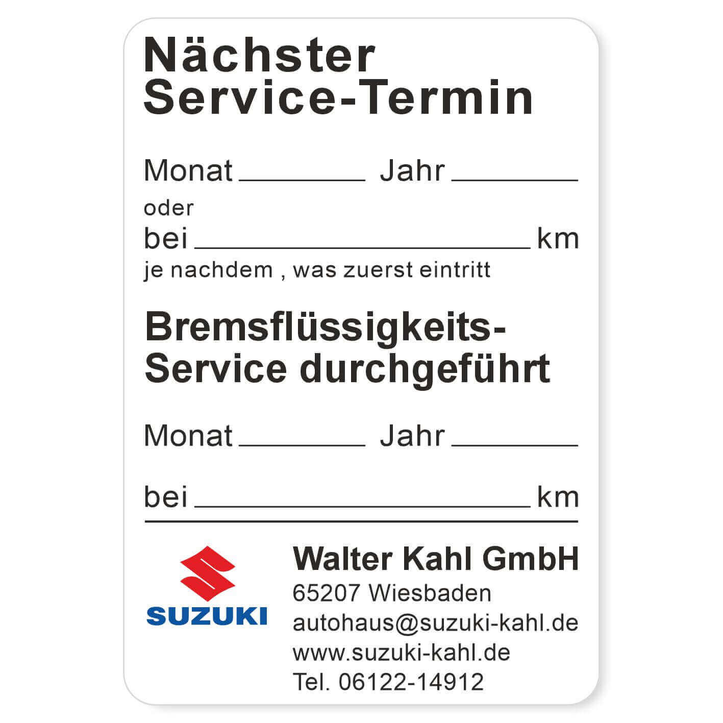 Aufkleber Nächster Service Beispiel 3