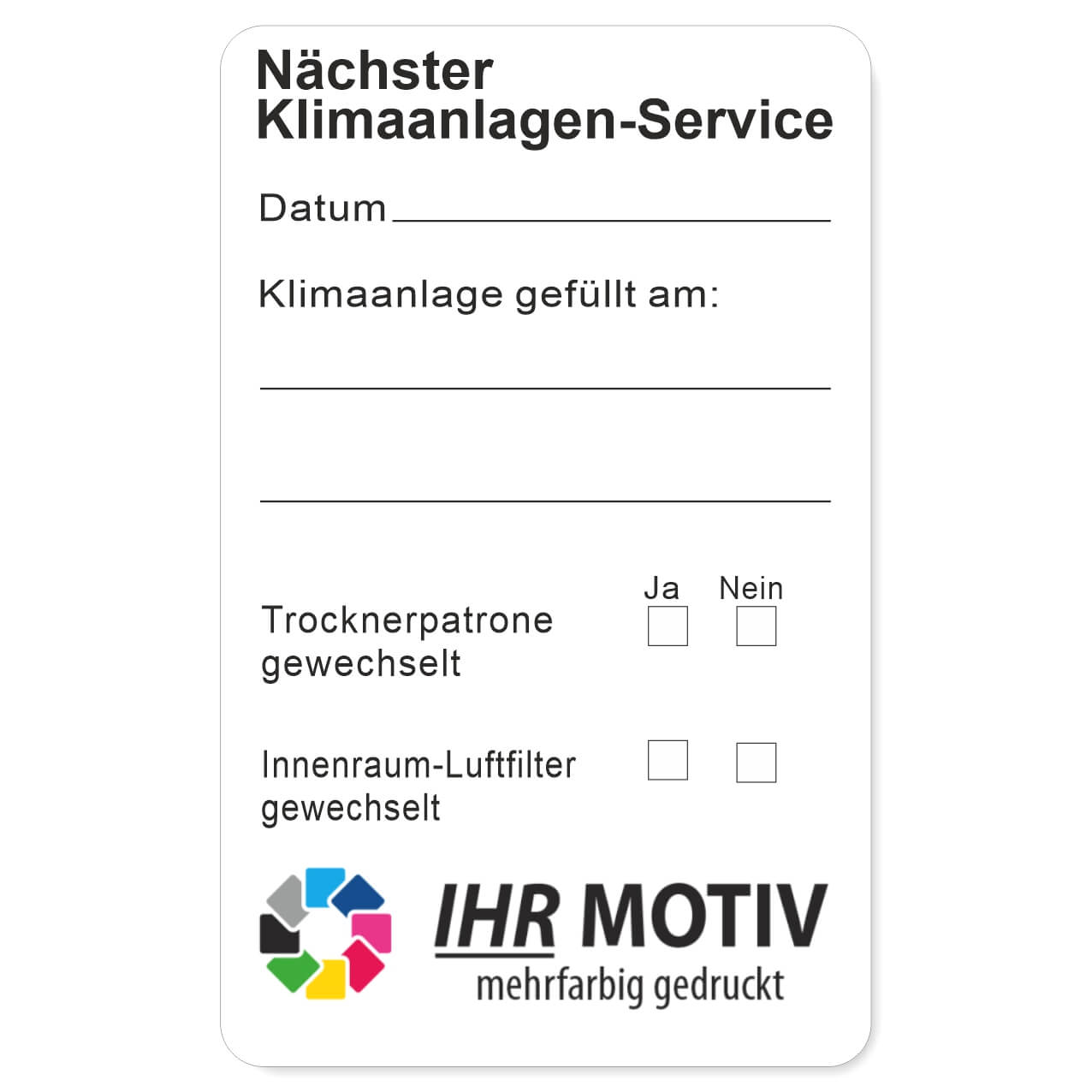 Vorschau: Service-Aufkleber aus PVC-Folie, Größe: 50 x 80 mm, Motiv Klimaanlagen-Service