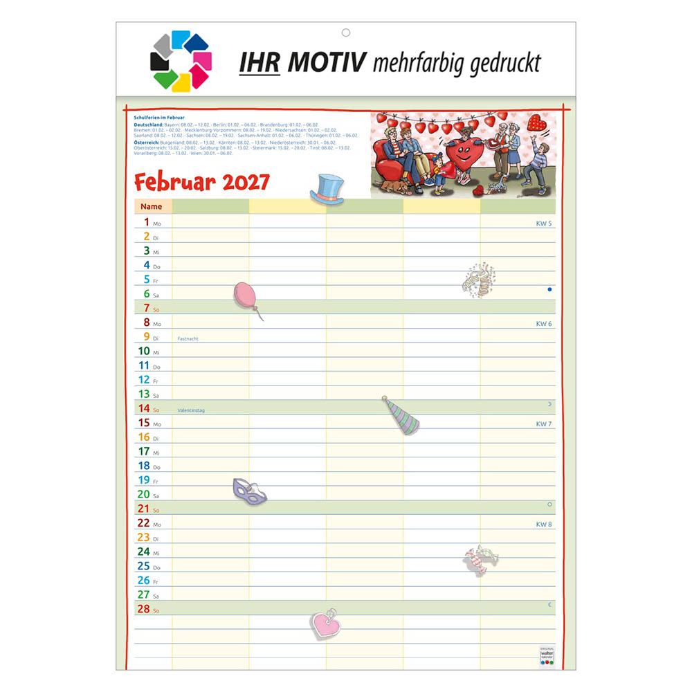 Bildkalender Unser Familienplaner, Ausgabe 2027 Monat Februar