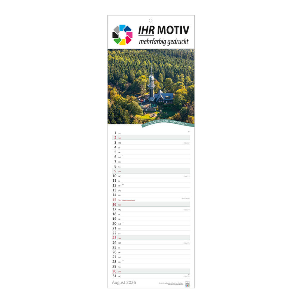 Streifenkalender Rad- und Wanderwege Monat August