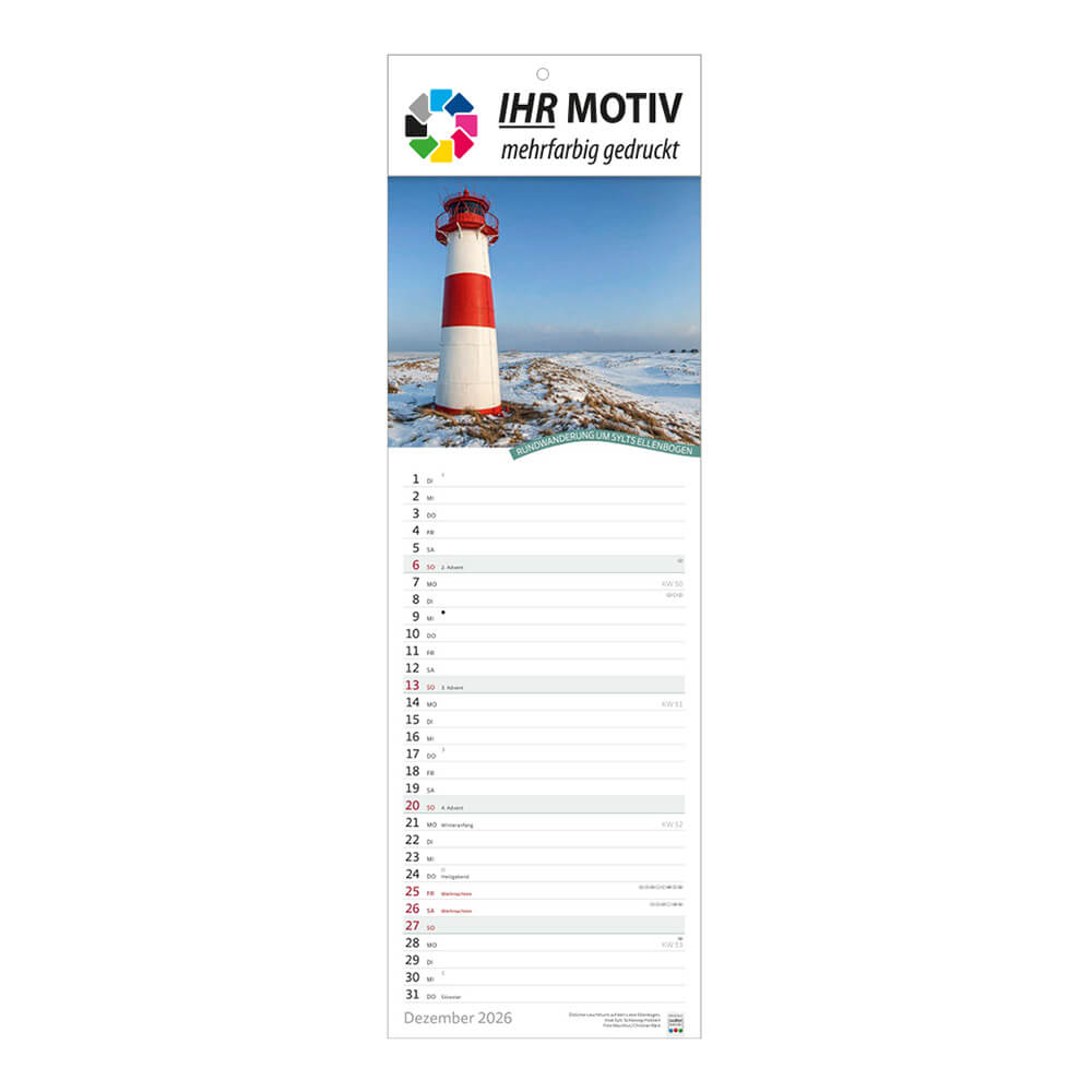 Streifenkalender Rad- und Wanderwege Monat Dezember