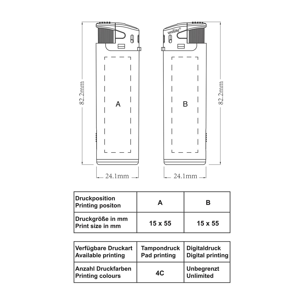 unilite® U-507 LED 01 Elektronik-Feuerzeug Skizze