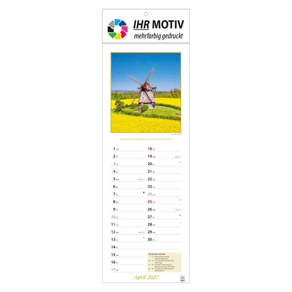 Streifenkalender Landpartie, Ausgabe 2027 Monat April
