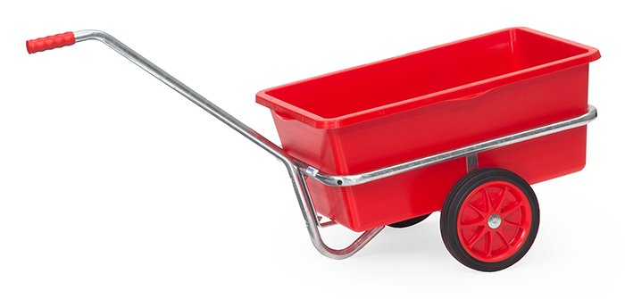 Vorschau: Fetra Handwagen Vollgummiräder mit roter Kunststoffmulde 90 Ltr, feuerverzinkt