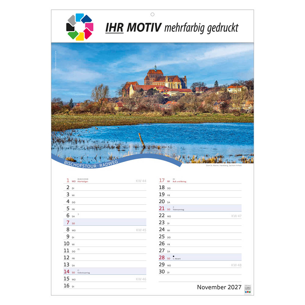 Bildkalender Rad- und Wanderwege, Ausgabe 2027 Monat November