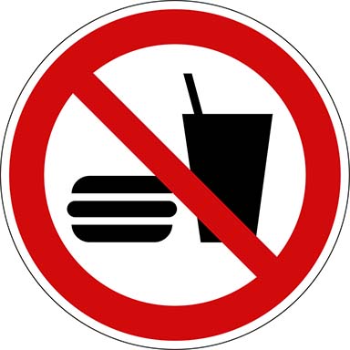 Verbotsaufkleber Essen & Trinken verboten, PVC-Folie, 13,1×18,5 cm