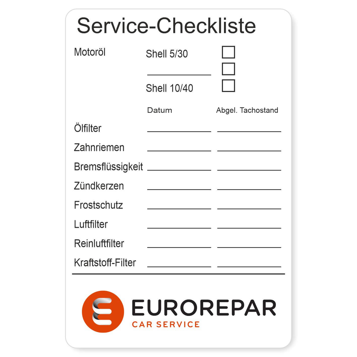 Service Checkliste 2 Beispiel 2