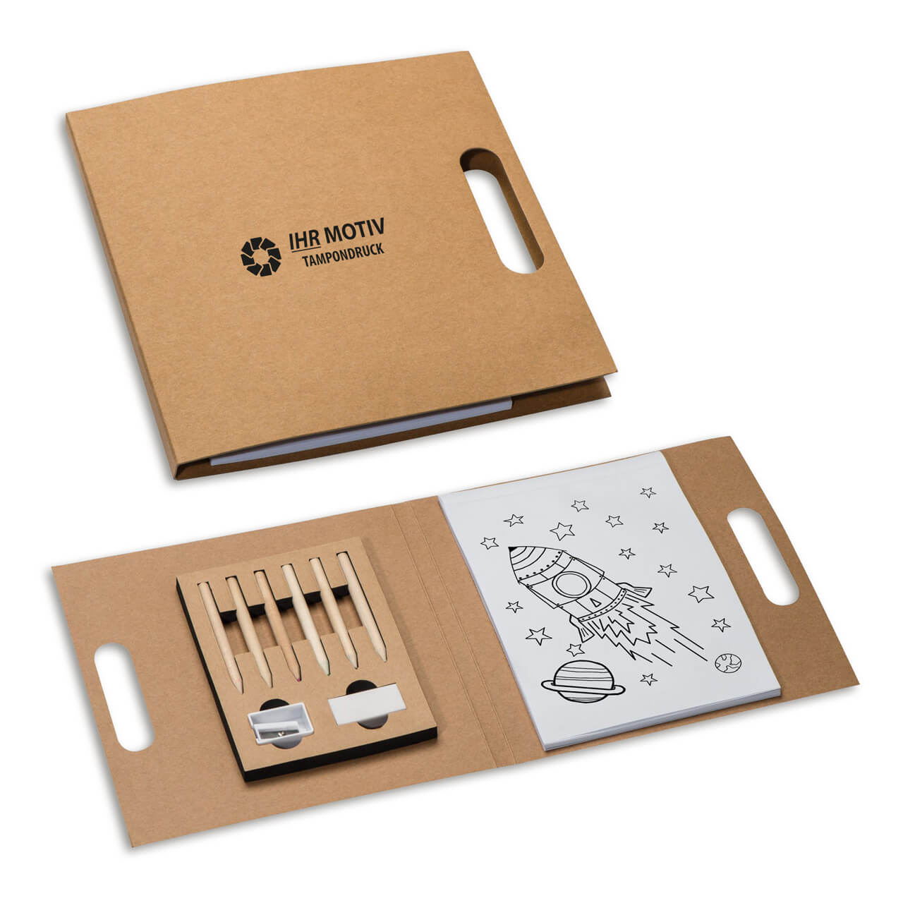 Malbuch für Kinder in recyceltem Einband offen