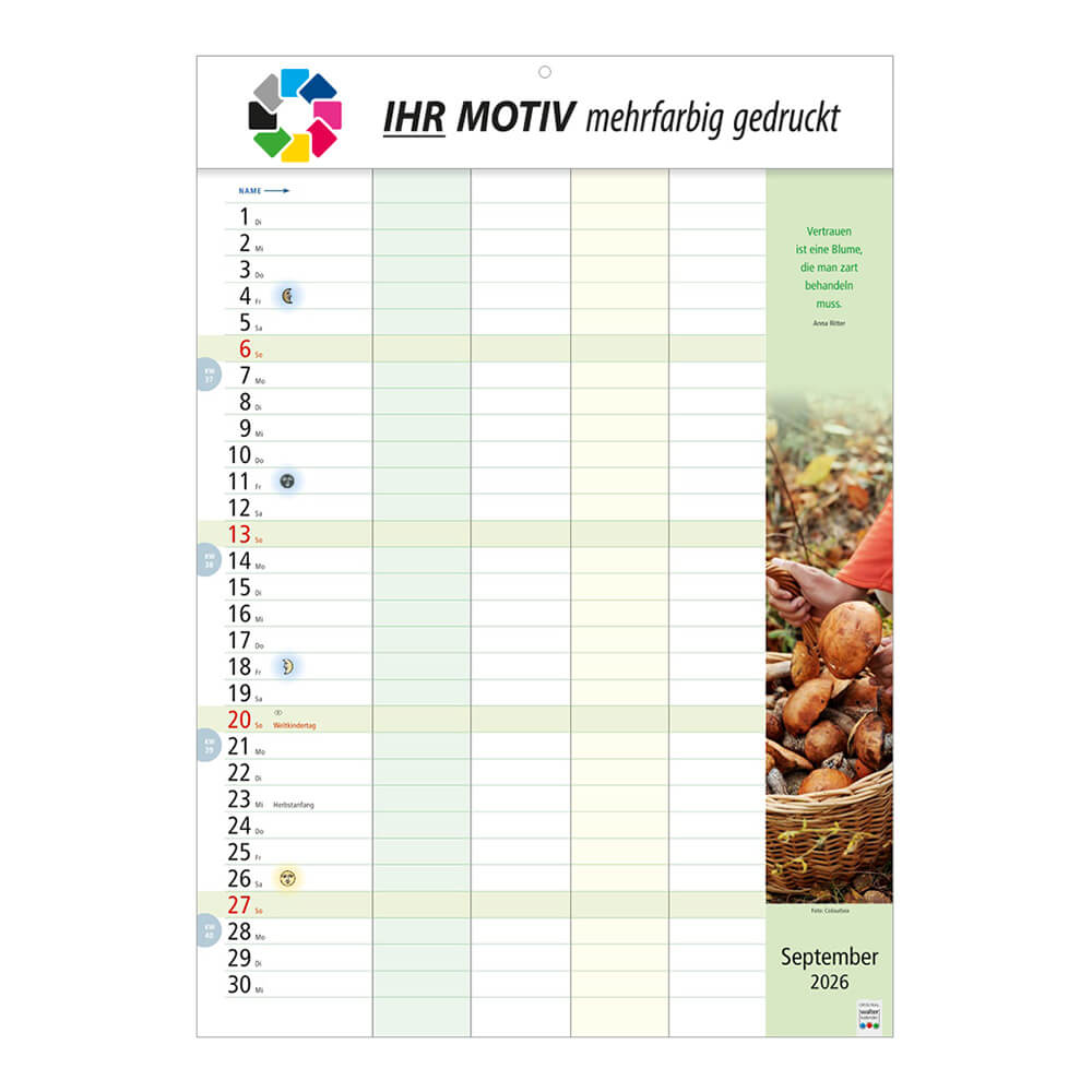 Bildkalender Familienkalender Monat September
