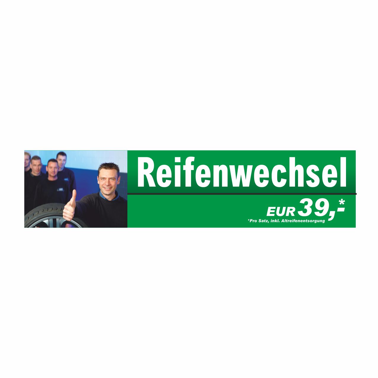 Vorschau: Werbebanner Reifenwechsel, 300 x 70 cm
