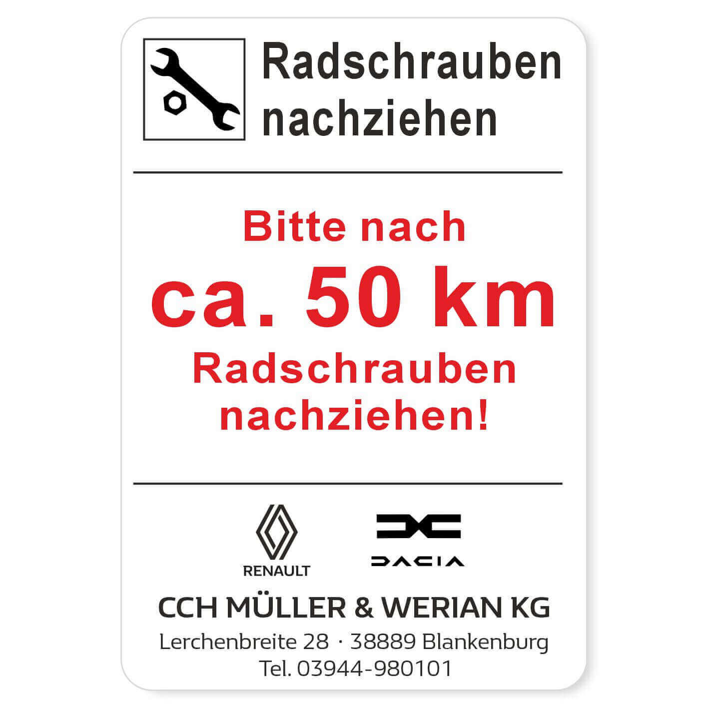 Radschrauben nachziehen Beispiel 1