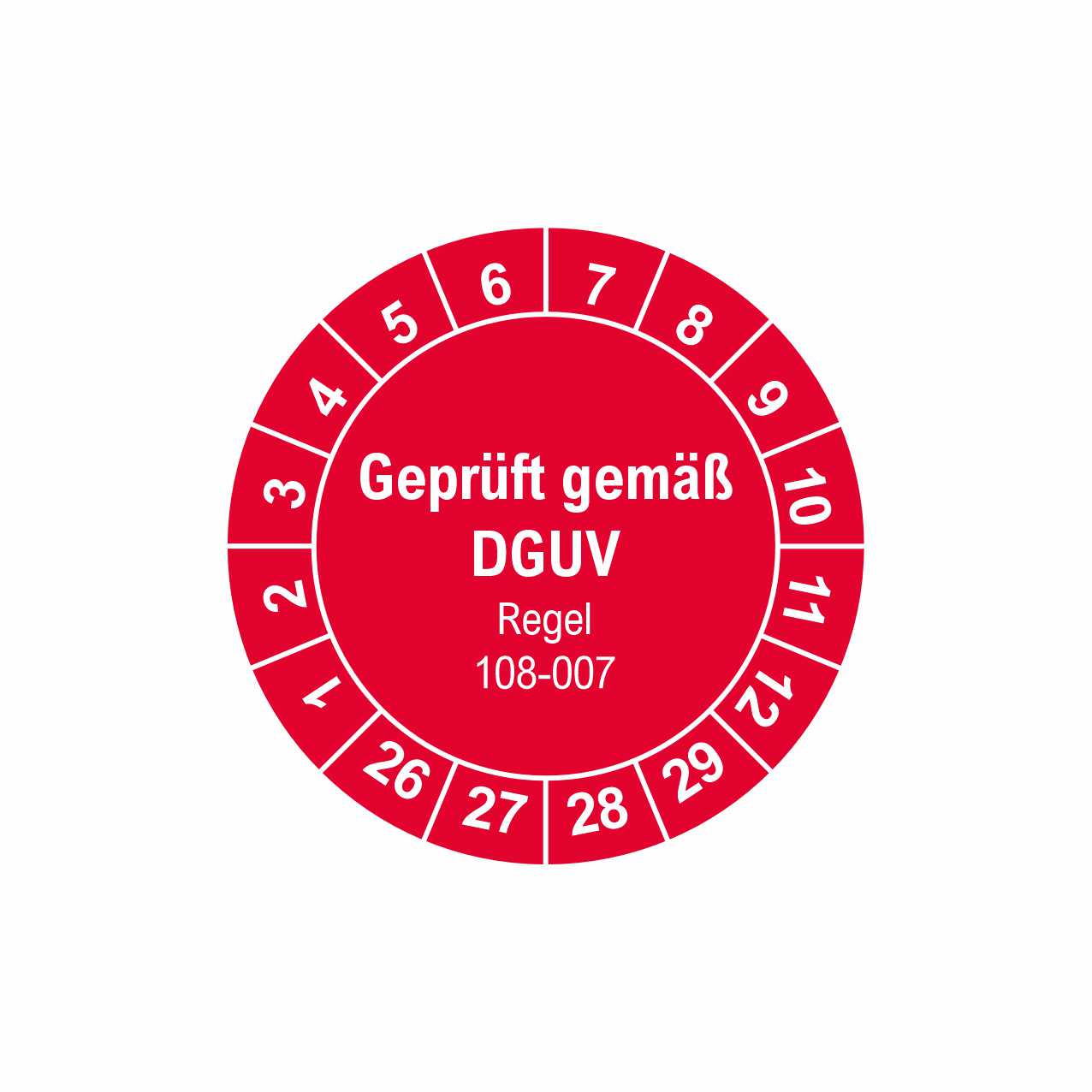 Vorschau: Prüfplaketten DGUV Regel 108-007