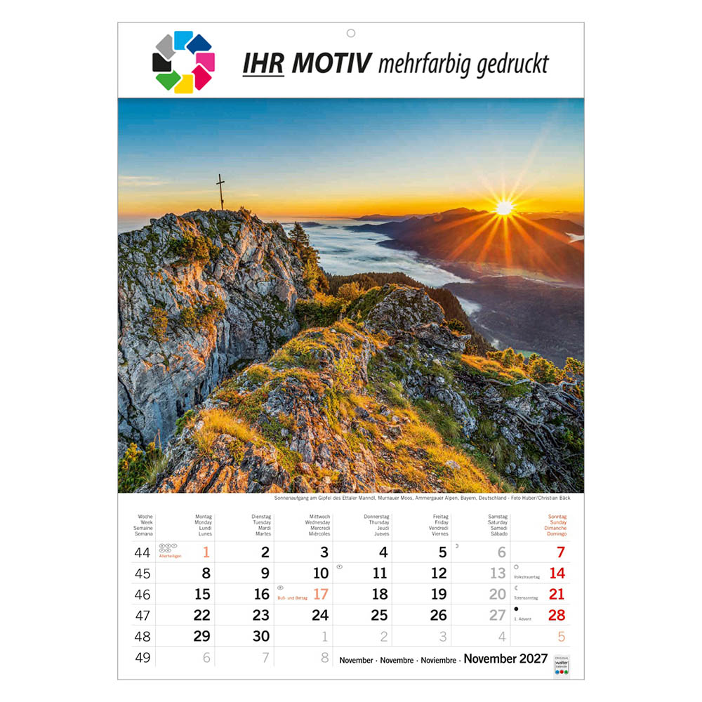 Bildkalender Sonnentage Alpen, Ausgabe 2027 Monat November