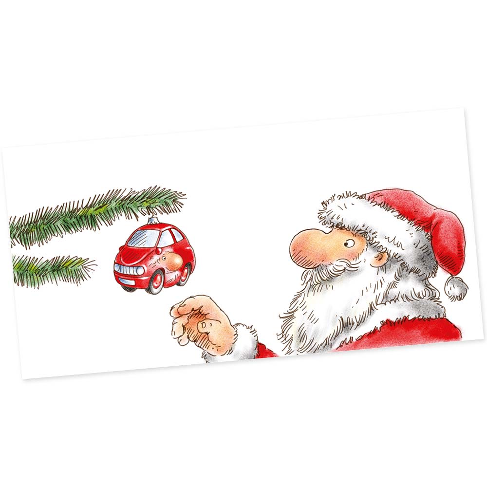 Vorschau: Weihnachts-Postkarte, Motiv Baumschmuck